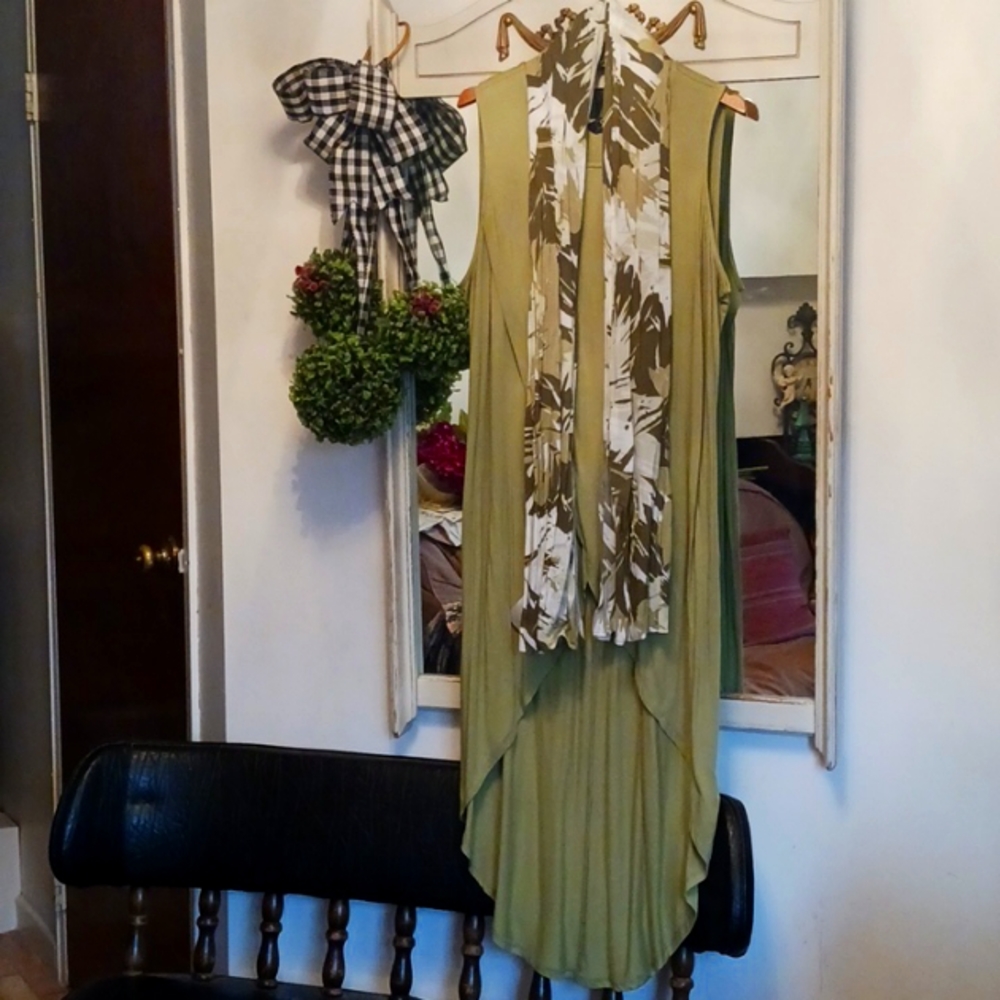 G by Giuliana Stunning  Tunic/Dress with Print Silky Scarf